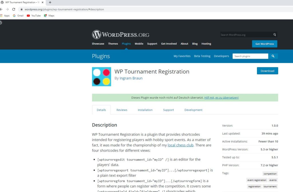 WP Tournament Registration WordPress.org-Screenshot