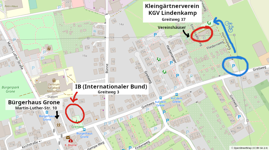 Karte Greitweg mit KGV-Vereinsheim