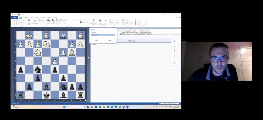 Michael Prusikin 2023 bei einem Onlinevortrag der Chess Sports Academy.